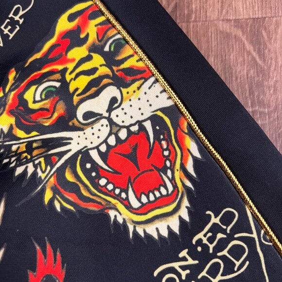 NEW Ed Hardy Crop Flashboard Black Tattoo Track Jacket Sz M - Picture 10 of 15